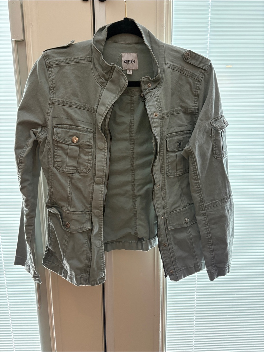 Kensie Military-Style Jacket - Olive Green